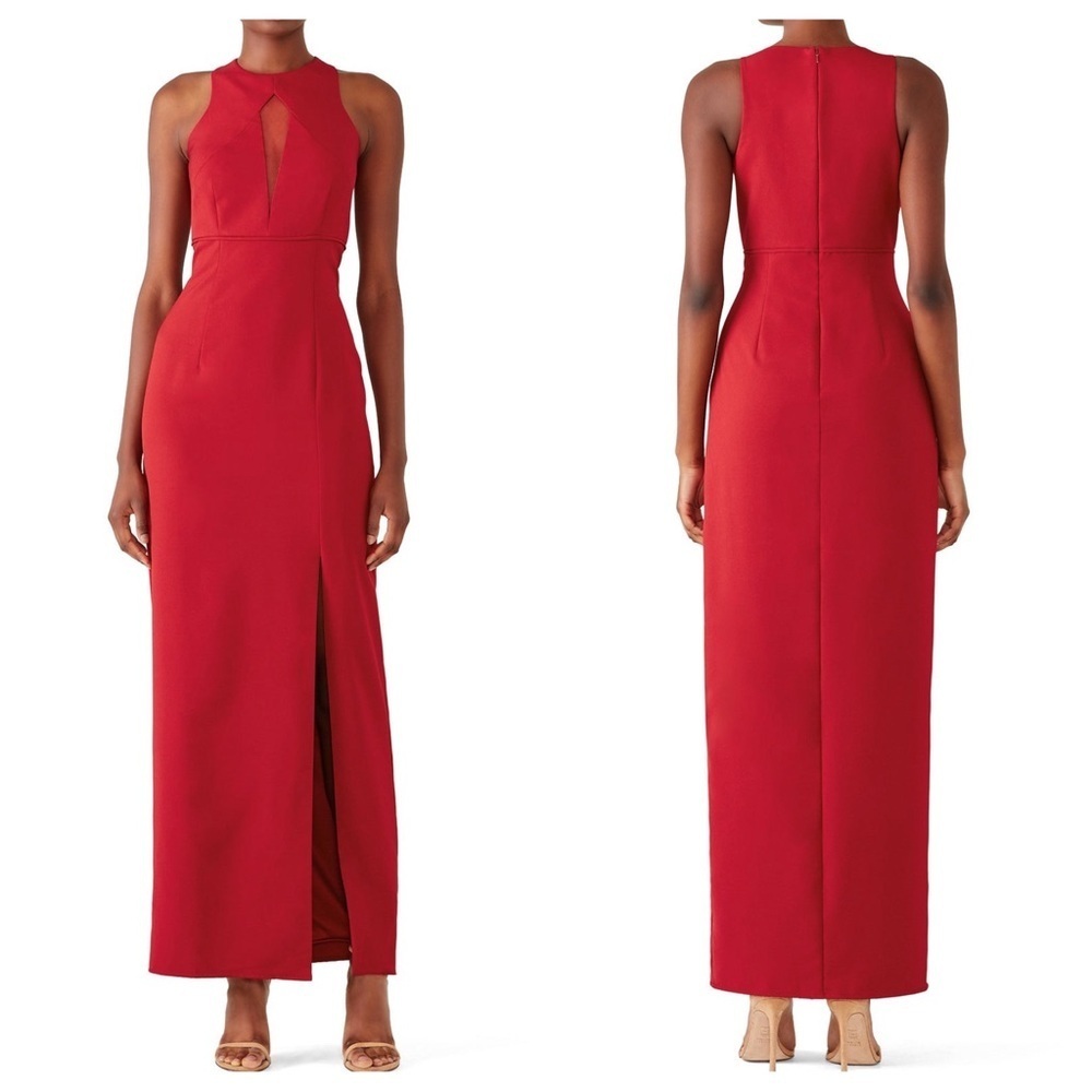 JS Collections Keyhole Column Gown in Burgundy Wine Red size 2